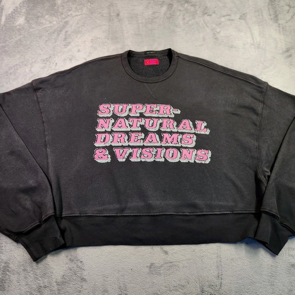 Mother Sweatshirt Women XS Charcoal Grey The Winger Pink Pullover Graphic USA